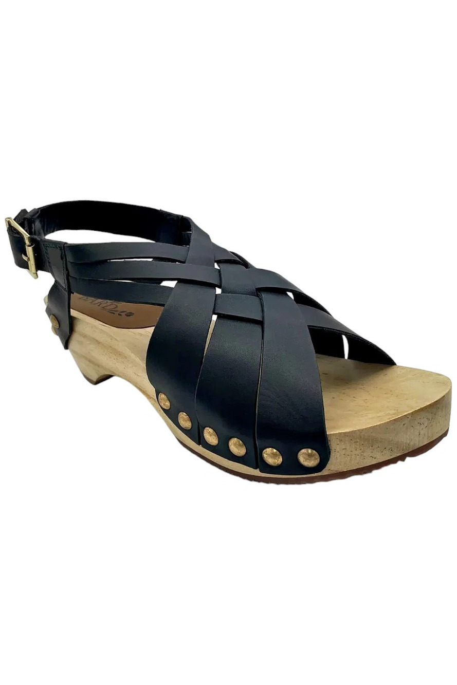 Jax & Bard Leather Wooden Clogs Jewell Black - Medium